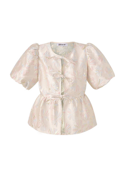 Damen Top Blütenmuster Elegant | Polyester | Sekt