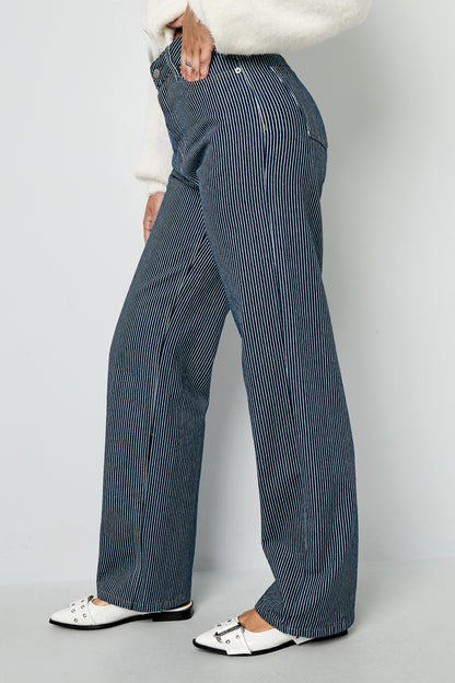 Damen Hose Streifen Baumwolle | Baumwolle | Blau