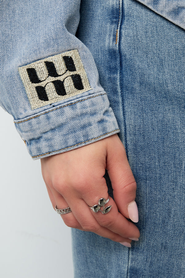Damen Jeansjacke Patch Detail | Denim | Blau
