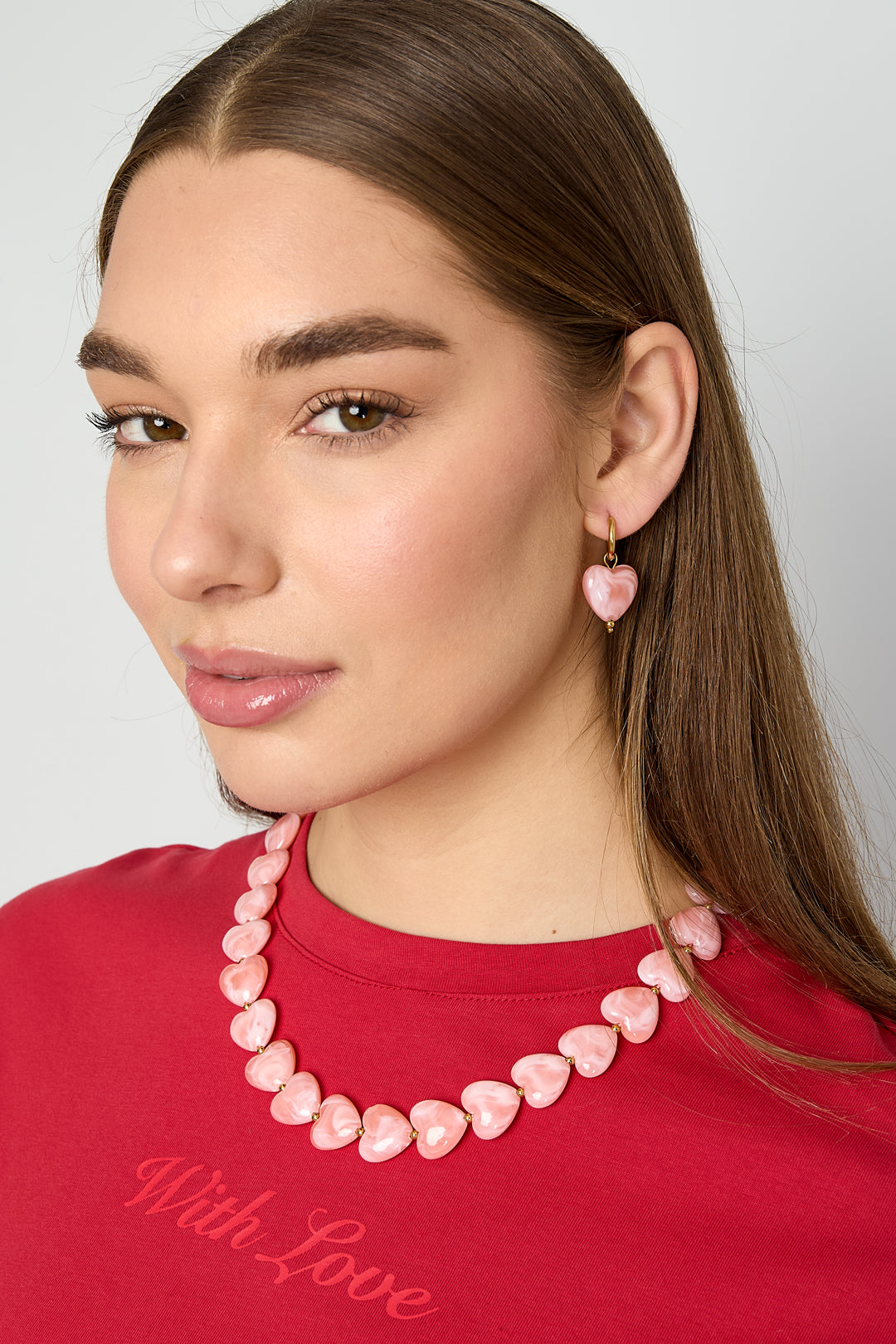 damen ohrringe herz perlen | edelstahl | hellrosa & rosa & babyblau