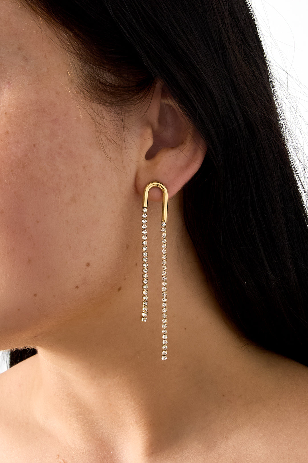 Ohrhänger aus Edelstahl mit Kette, schlicht, ideal für festliche Anlässe/Partys, schlichte Serie, Damenschmuck