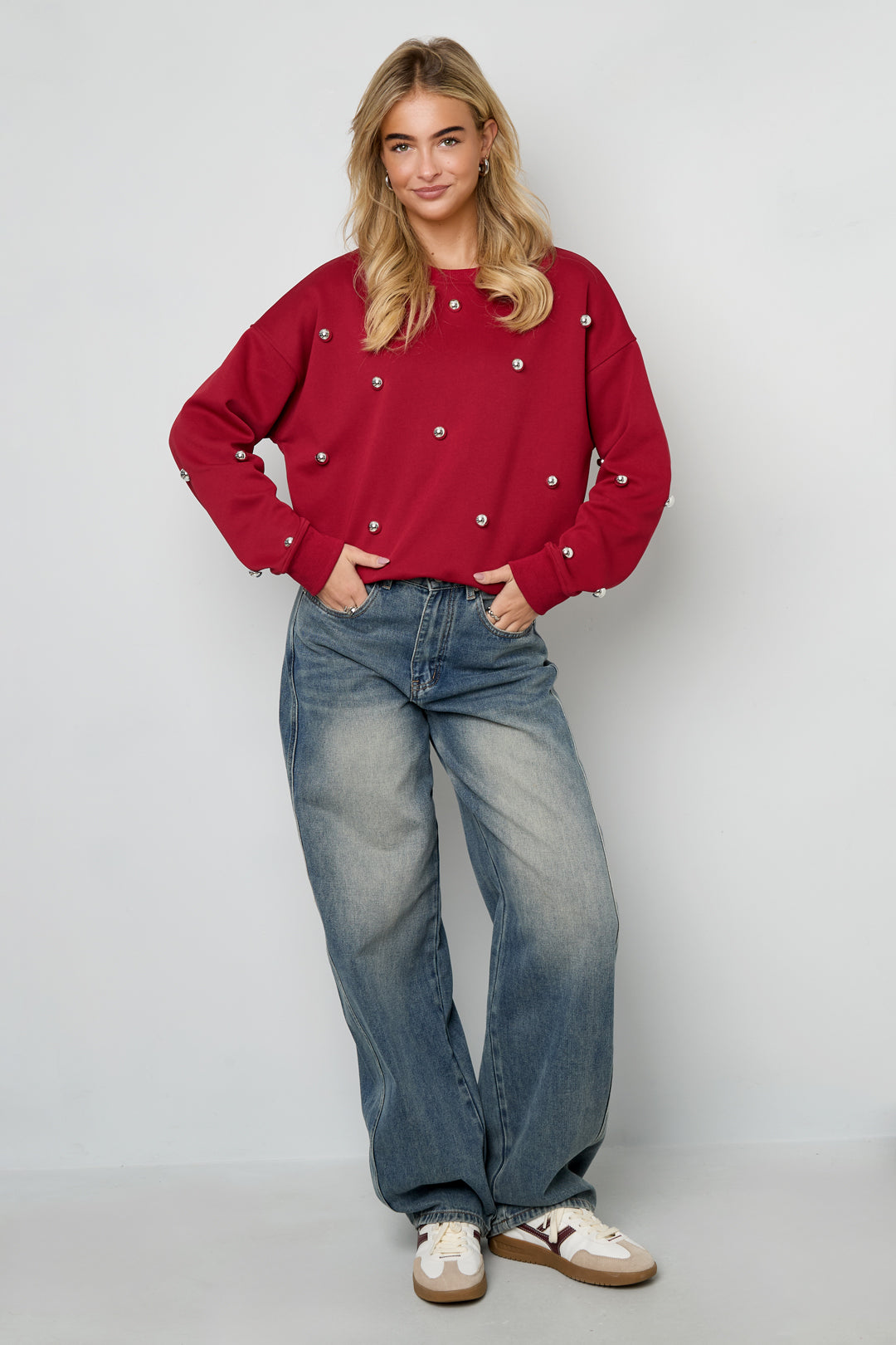 damen pullover tupfen | baumwolle | mehrfarbig