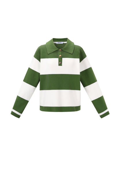 Damen Polopullover Streifen Viskose | Viskose | Mehrfarbig