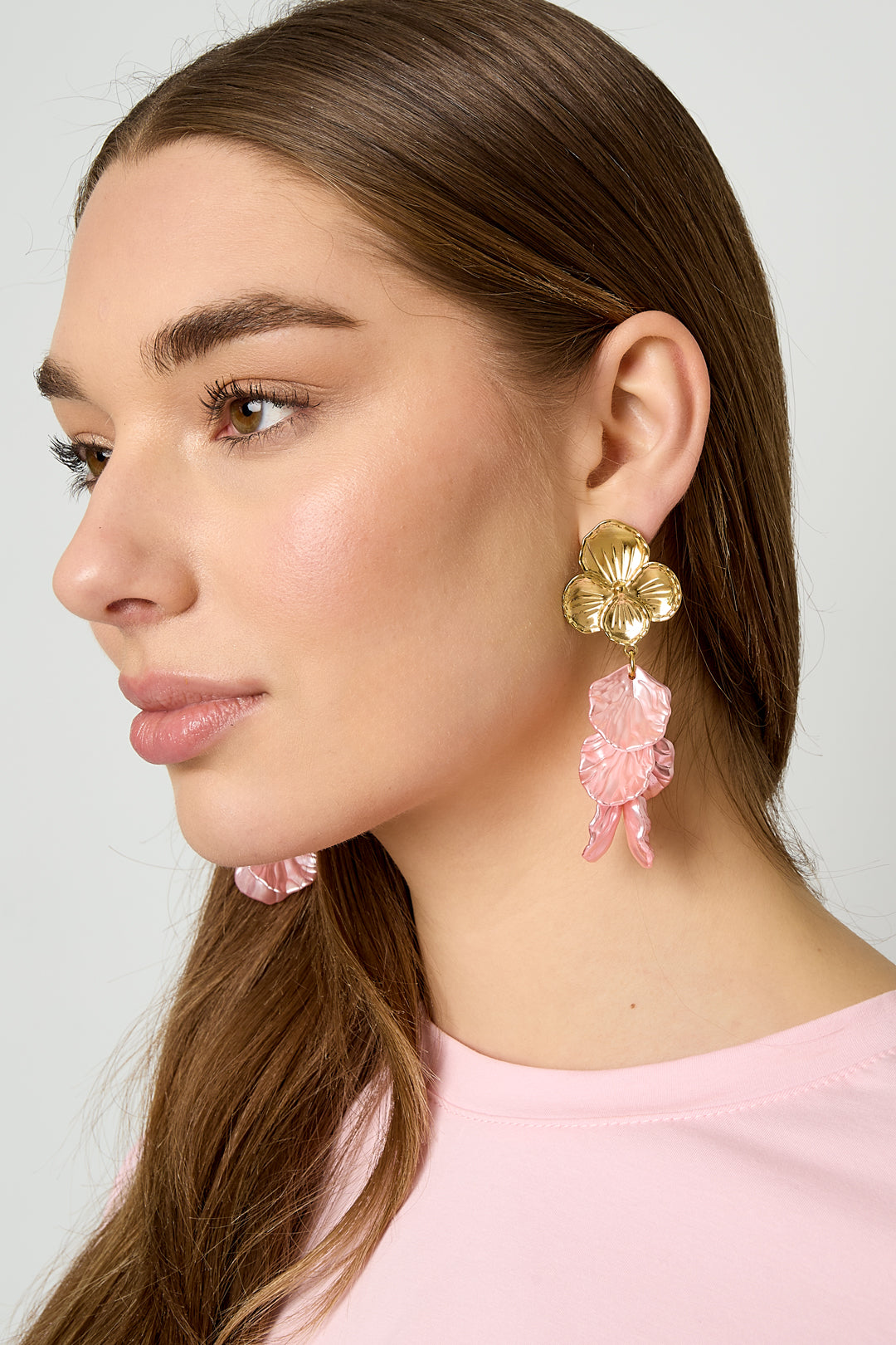 damen ohrringe blume perlmutt | edelstahl | hellrosa & babyblau & rosenrot