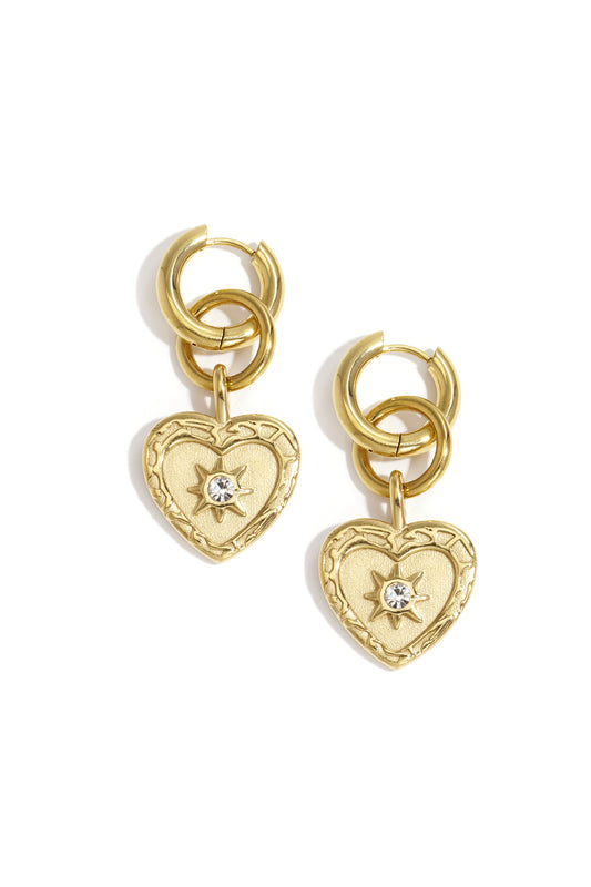 Damen Ohrhänger Herz-Tropfen Strass | Edelstahl 304S | Gold & Silber