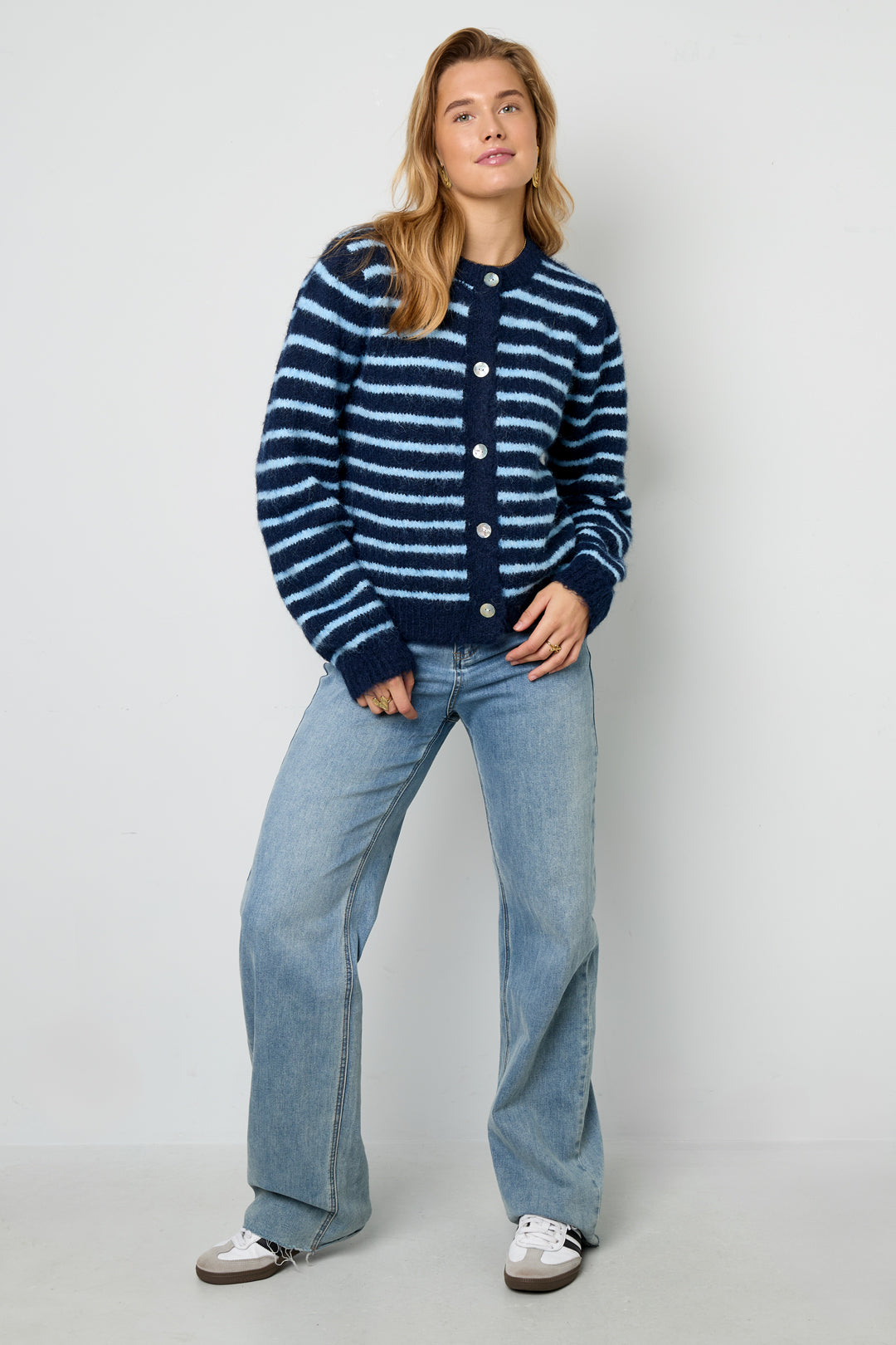 damen cardigan gestreift | polyester | mehrfarbig