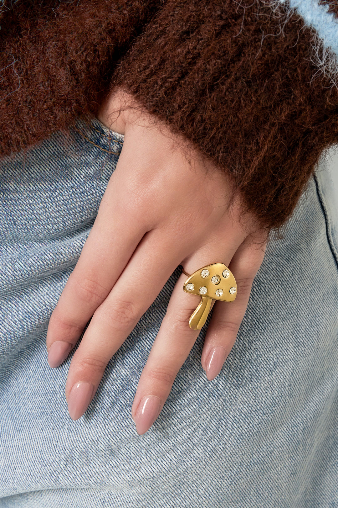 Damen Ring Pflanze | Edelstahl | Goldfarbe