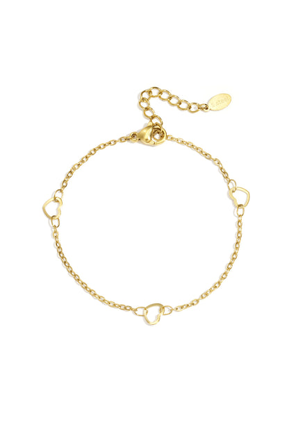 Damen Armband Kette Herz | Edelstahl | Goldfarbe