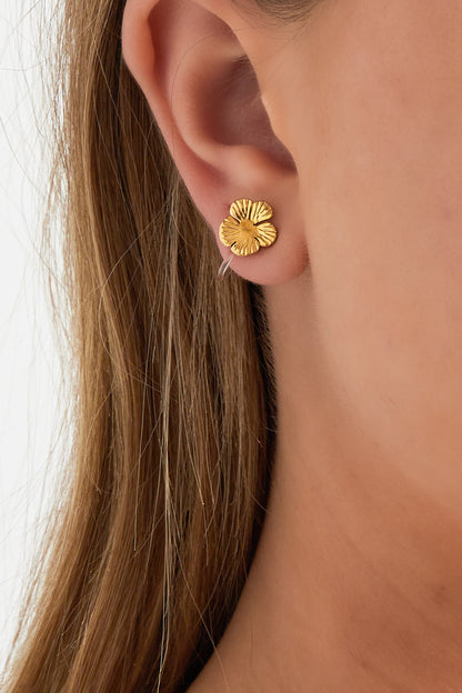 Damen Ohrclips Blume 14K | Edelstahl vergoldet | Gold & Silber