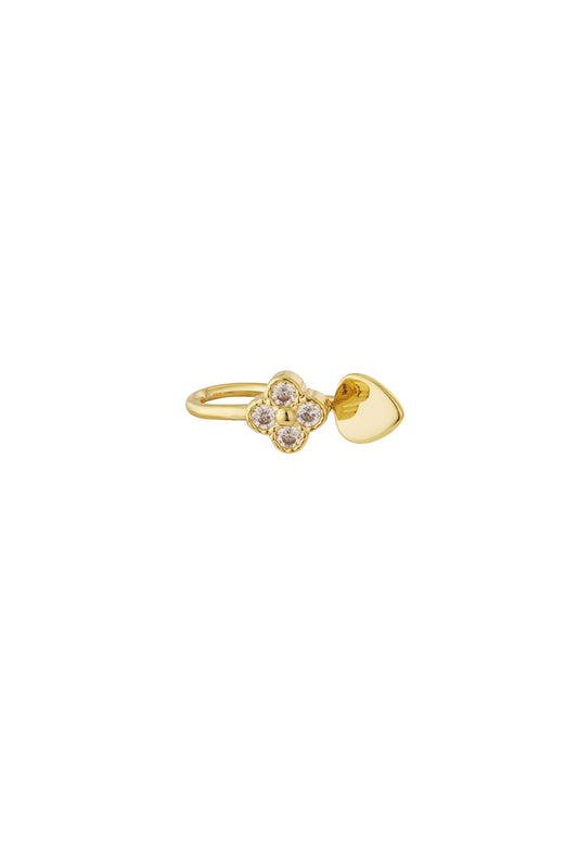 Damen Ear Cuff & Nasenmanschette Blume Klee Zirkon | Kupfer | Goldfarbe & Silberfarbe