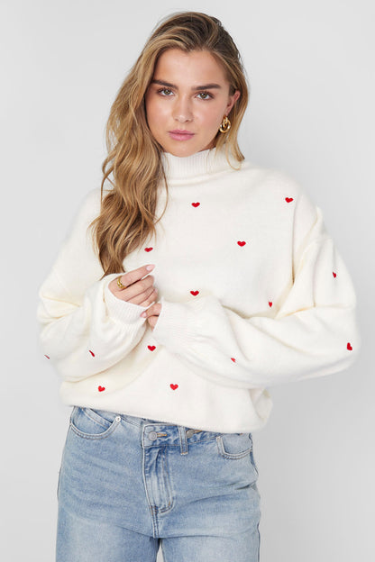 Damen Pullover Herzmuster Strick | Acryl | Mehrfarbig