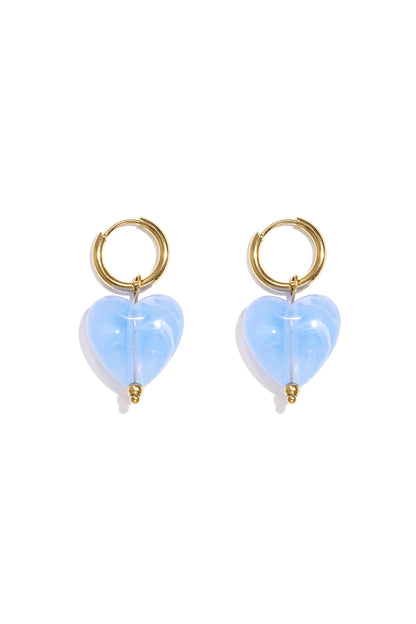 Damen Ohrringe Herz Perlen | Edelstahl | Hellrosa & Rosa & Babyblau