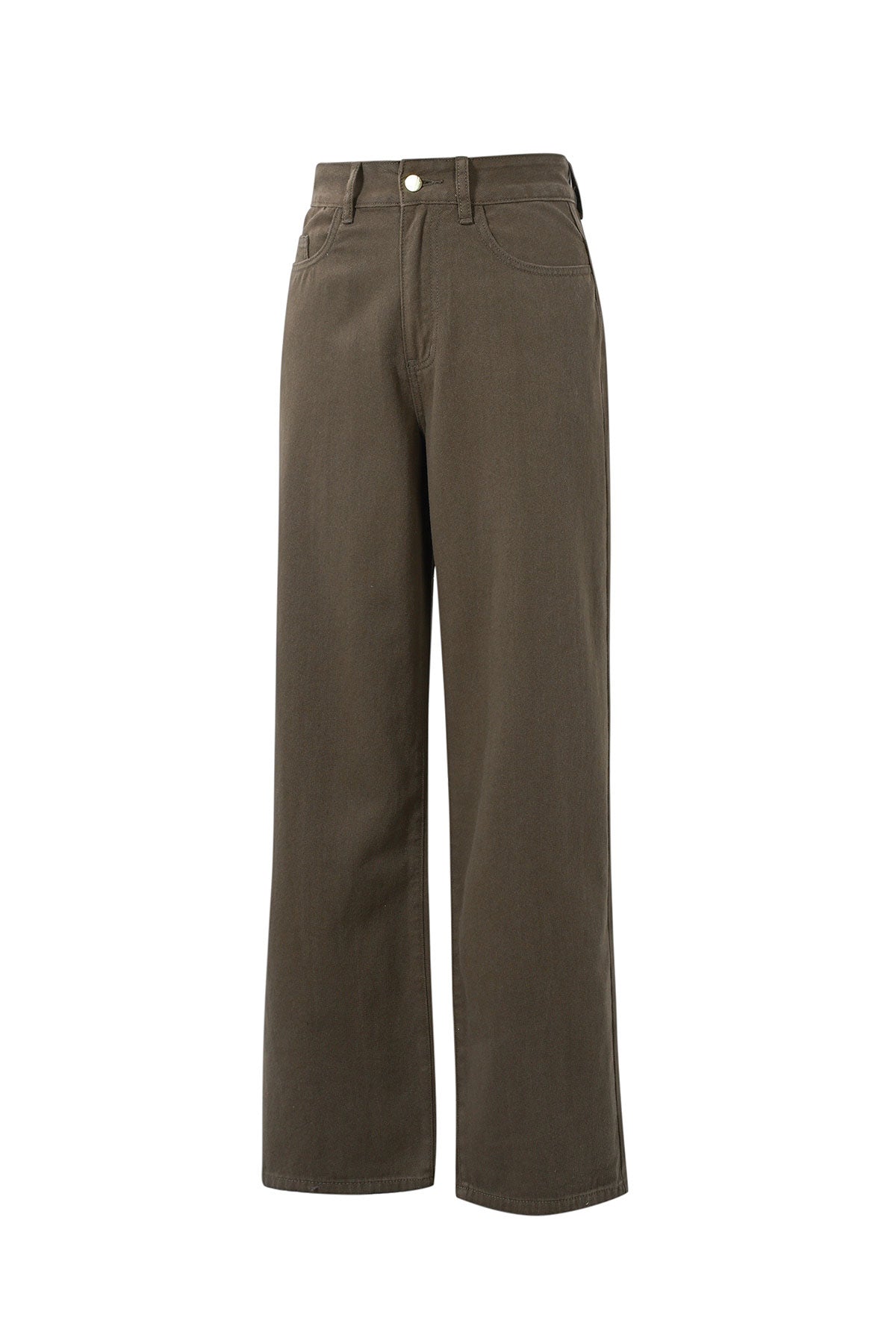 damen hose luxus gerade | baumwolle | braun