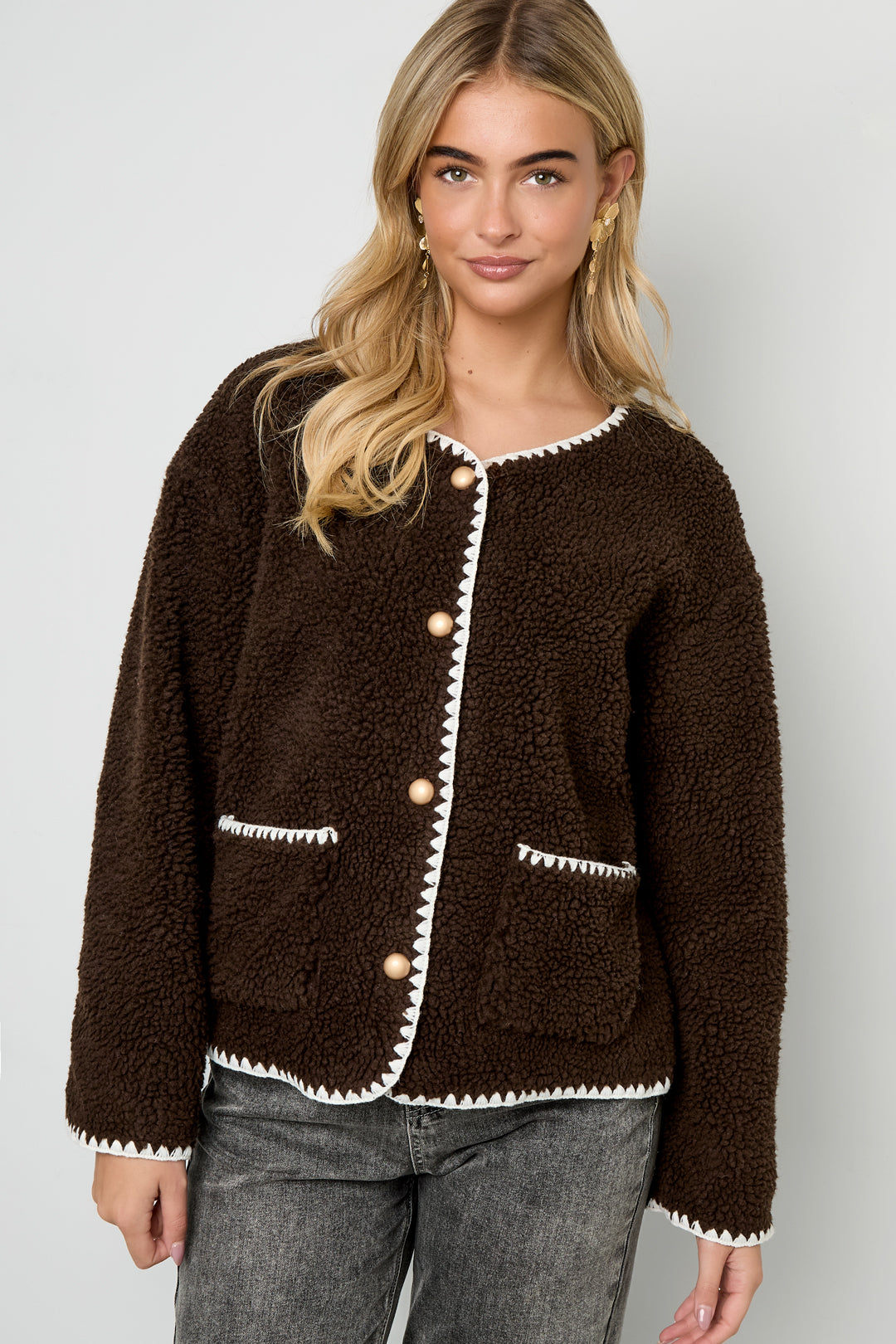 Damen Jacke Farbkontrast | Polyester | Mehrfarbig