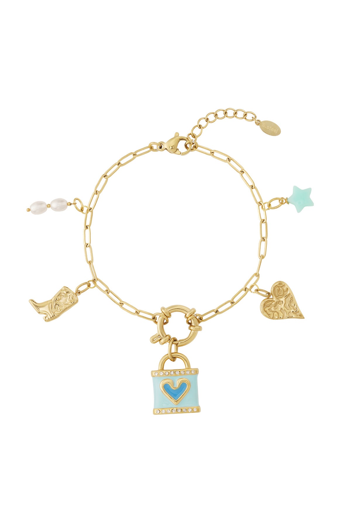damen armband blaue liebe | vergoldet | goldfarbe