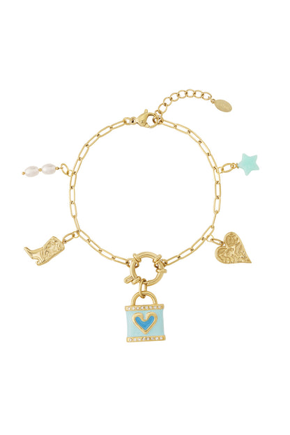 Damen Armband Blaue Liebe | Vergoldet | Goldfarbe