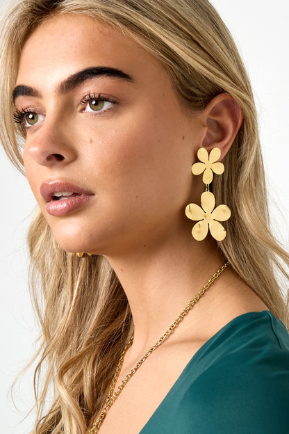 Damen Tropfenohrringe Bluete | Edelstahl | Goldfarbe