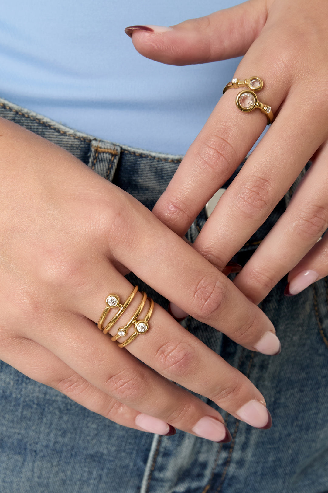 Damen Ring Linien Serie | Edelstahl | Goldfarbe & Silberfarbe