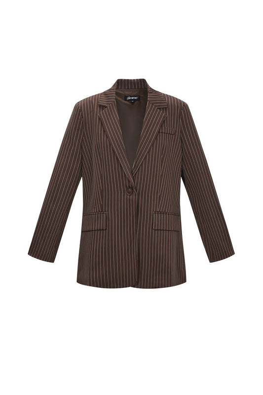 Damen Blazer Asymmetrisch | Streifen | Dunkelgrau & Braun