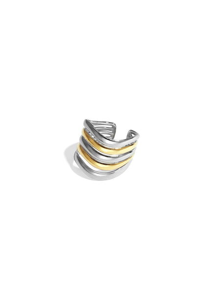 Damen Ring Mehrlagig Bicolor | Edelstahl | Gold-/Silberfarbe