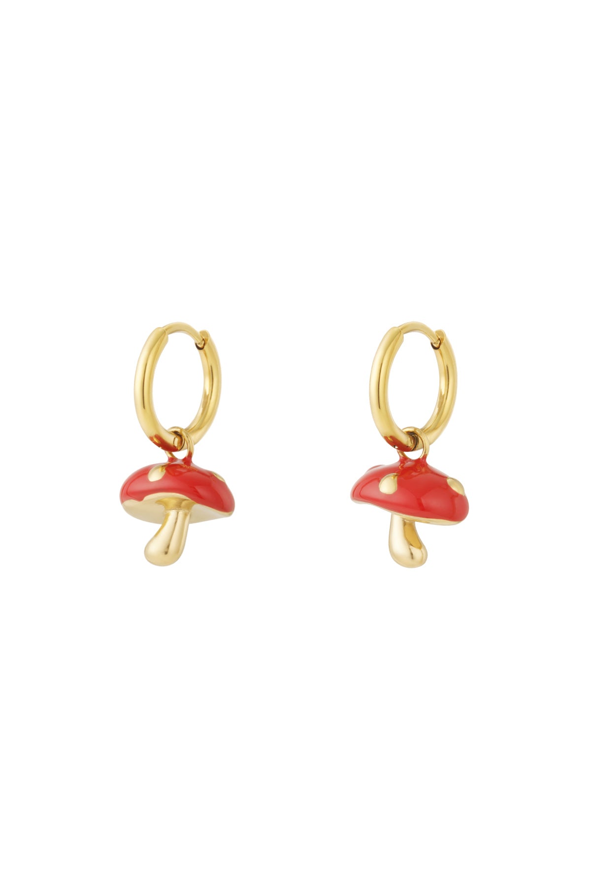 damen ohrringe pilz emaille 14k | edelstahl vergoldet | goldfarbe