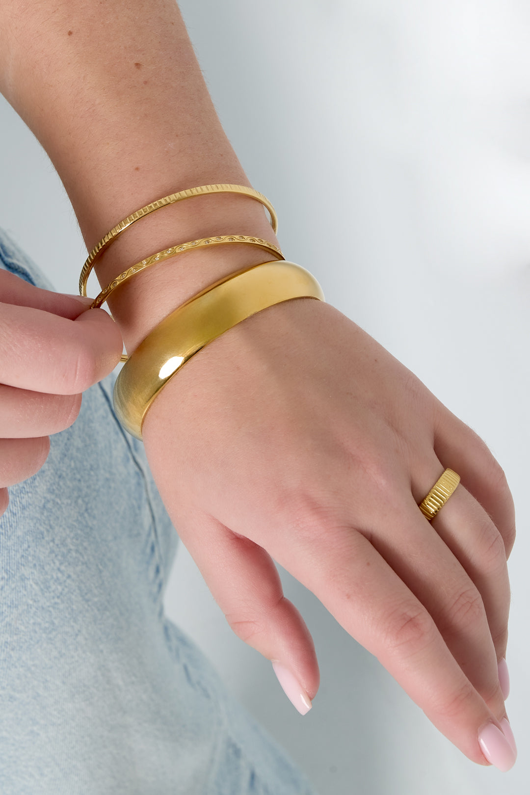 damen armreif unregelmaessige form | edelstahl | gold- und silberfarbe