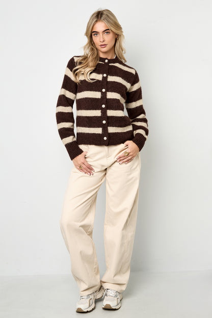 Damen Cardigan Streifen Gestrickt | Polyester | Mehrfarbig