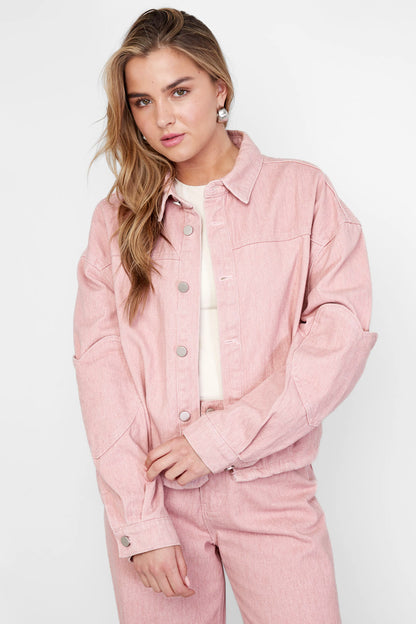 Damen Jeansjacke Set Herzmuster | Baumwolle | Rosa
