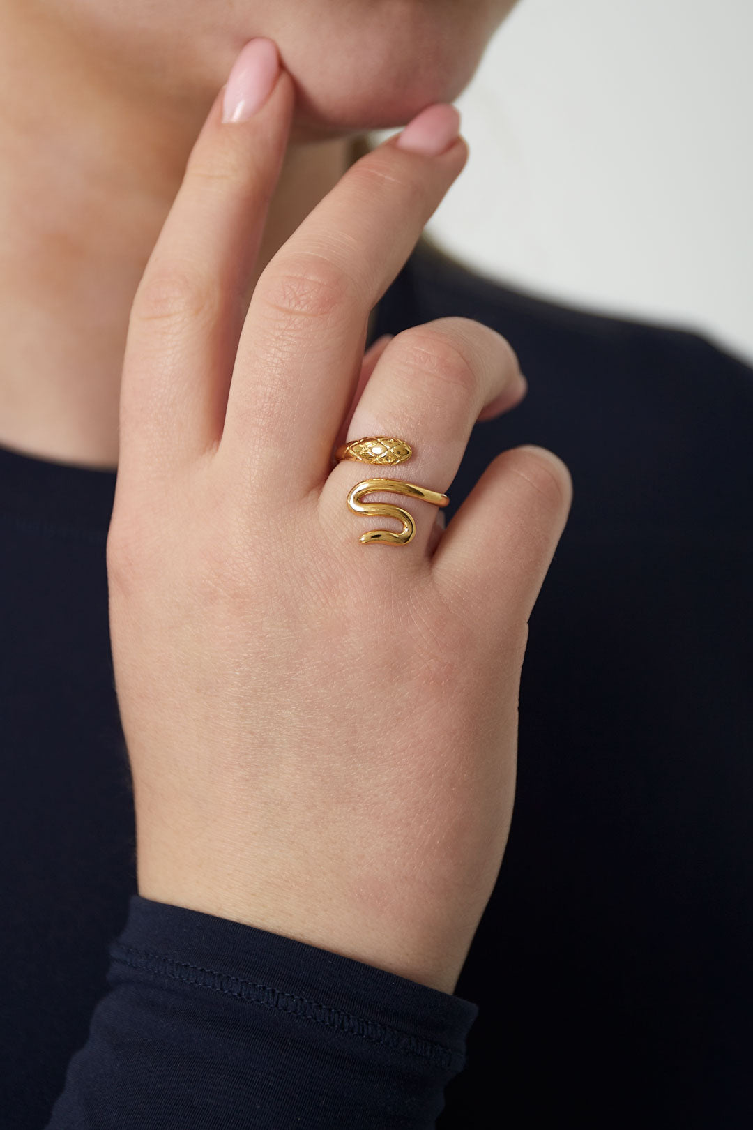 Damen Ring Schlange | Edelstahl | Goldfarbe