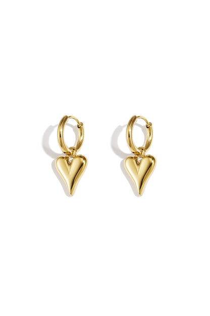 Herzförmige Ohrringe aus Edelstahl – Goldfarbe - Goldfarbefarbe