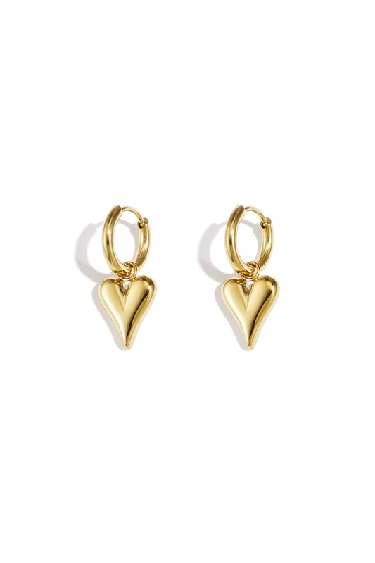 Herzförmige Ohrringe aus Edelstahl – Goldfarbe - Goldfarbefarbe
