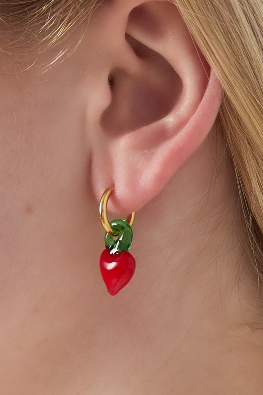 Damen Ohrringe Beeren Emaille 14K | Edelstahl vergoldet | Rot