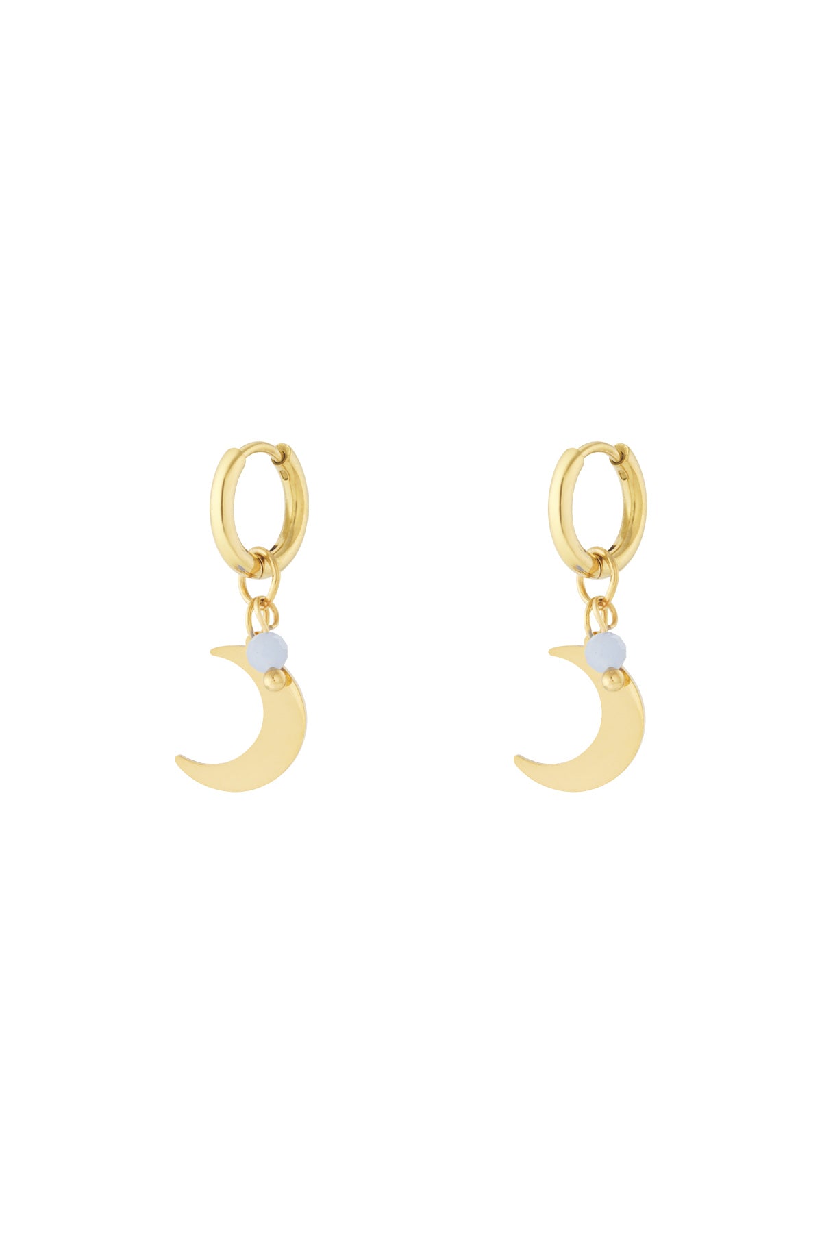 damen ohrringe mond & perle 14k | edelstahl vergoldet | rosa & blau