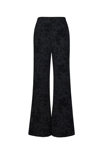 Damen Hose Mesh Floral Wildleder | Polyester | Schwarz