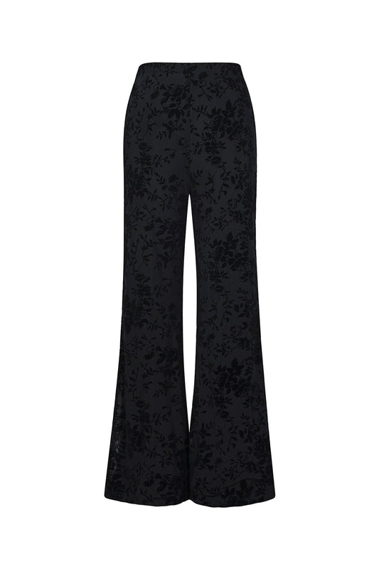 Damen Hose Mesh Floral Wildleder | Polyester | Schwarz