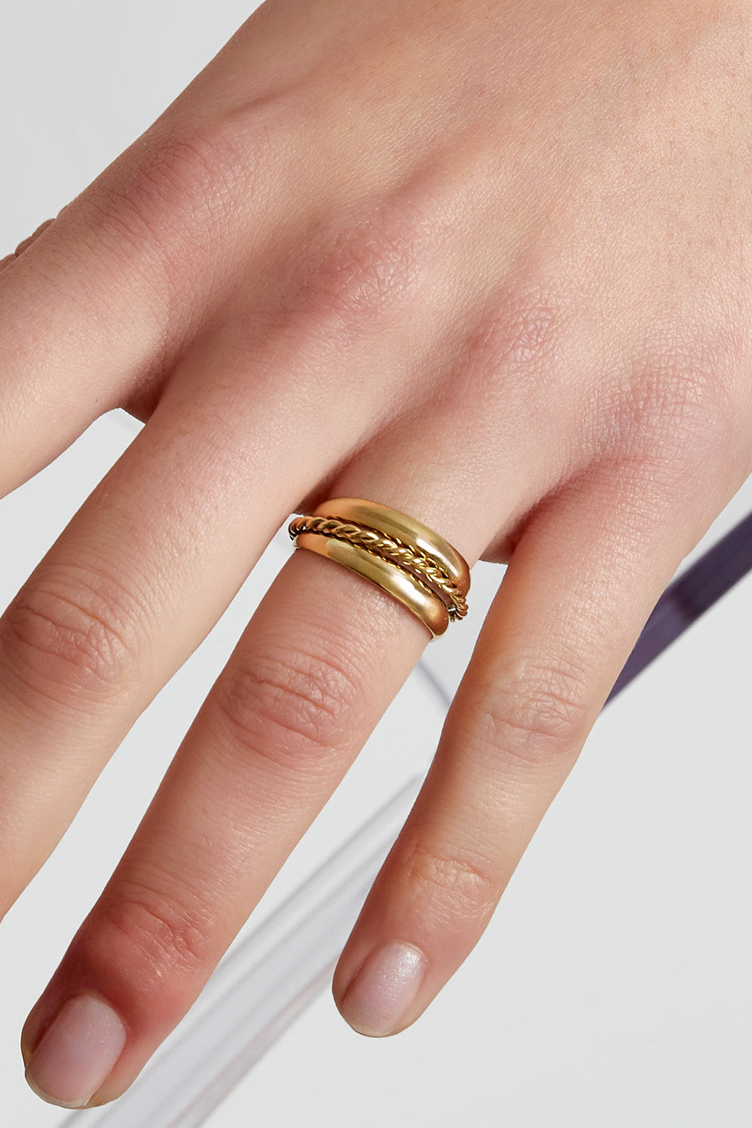 Damen Ring Dreifach Gestapelt | Edelstahl | Goldfarbe