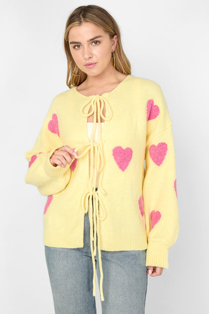 Damen Cardigan Herzmuster Weich | Polyester | Mehrfarbig