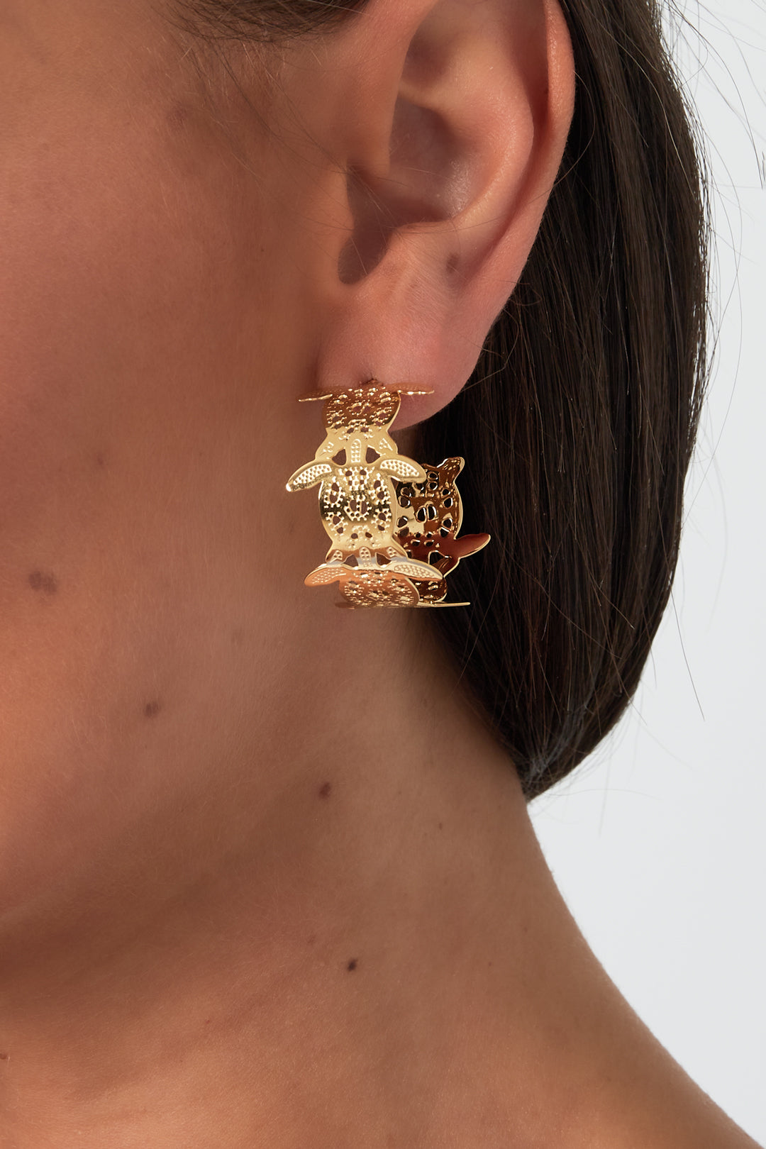 Damen Creolen Meeresschildkroete 14K | Edelstahl vergoldet | Goldfarbe