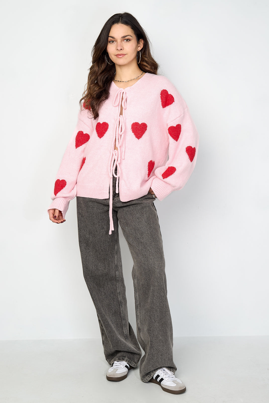 Damen Cardigan Herzmuster Weich | Polyester | Mehrfarbig