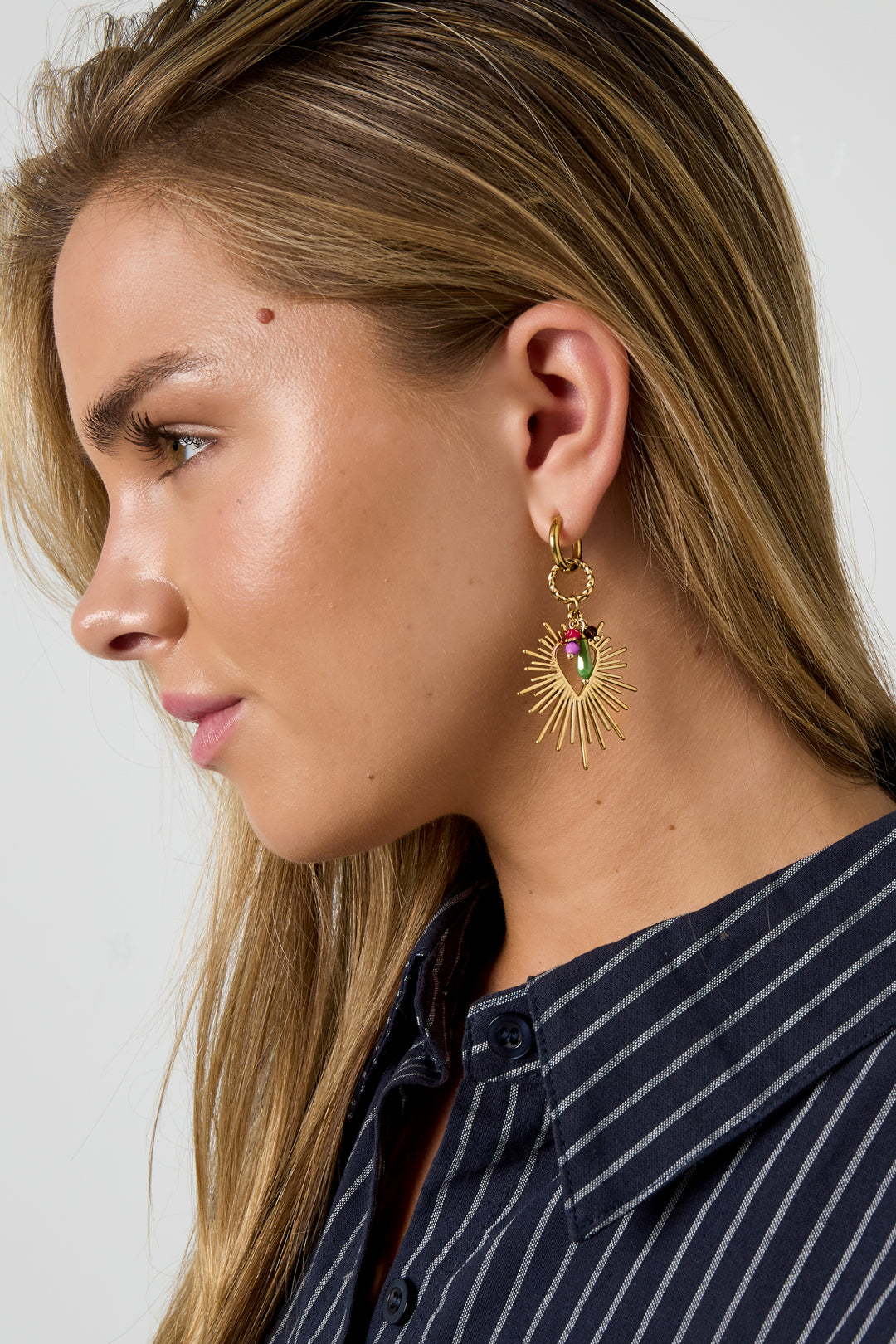 Damen Ohrringe Herz & Schleife | Edelstahl | Goldfarbe