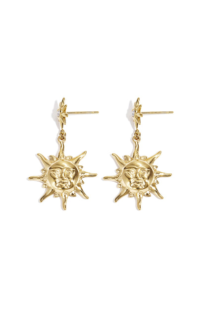 Damen Ohrringe Sonne Strass | Edelstahl | Goldfarbe & Silberfarbe