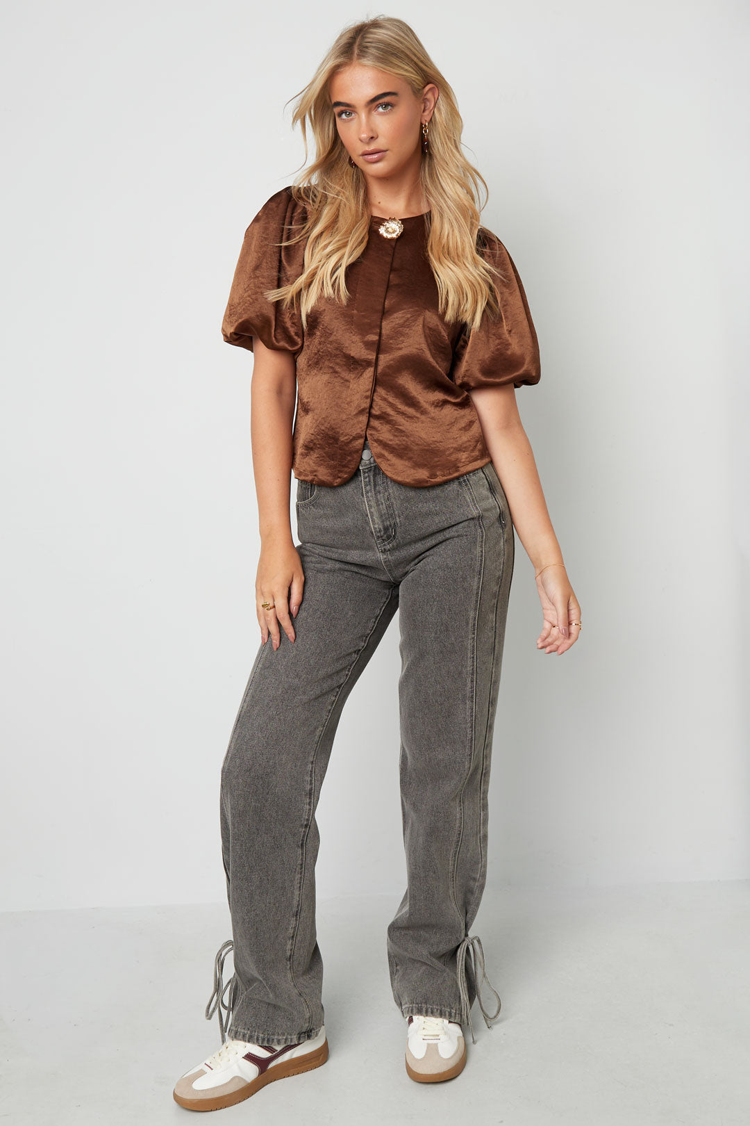 damen top kurzarm elegant | polyester | mehrfarbig