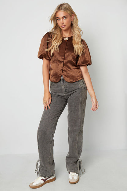 Damen Top Kurzarm Elegant | Polyester | Mehrfarbig