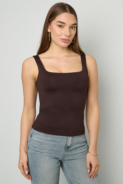 Damen Top Ärmellos Strick | Nylon | Dunkelbraun