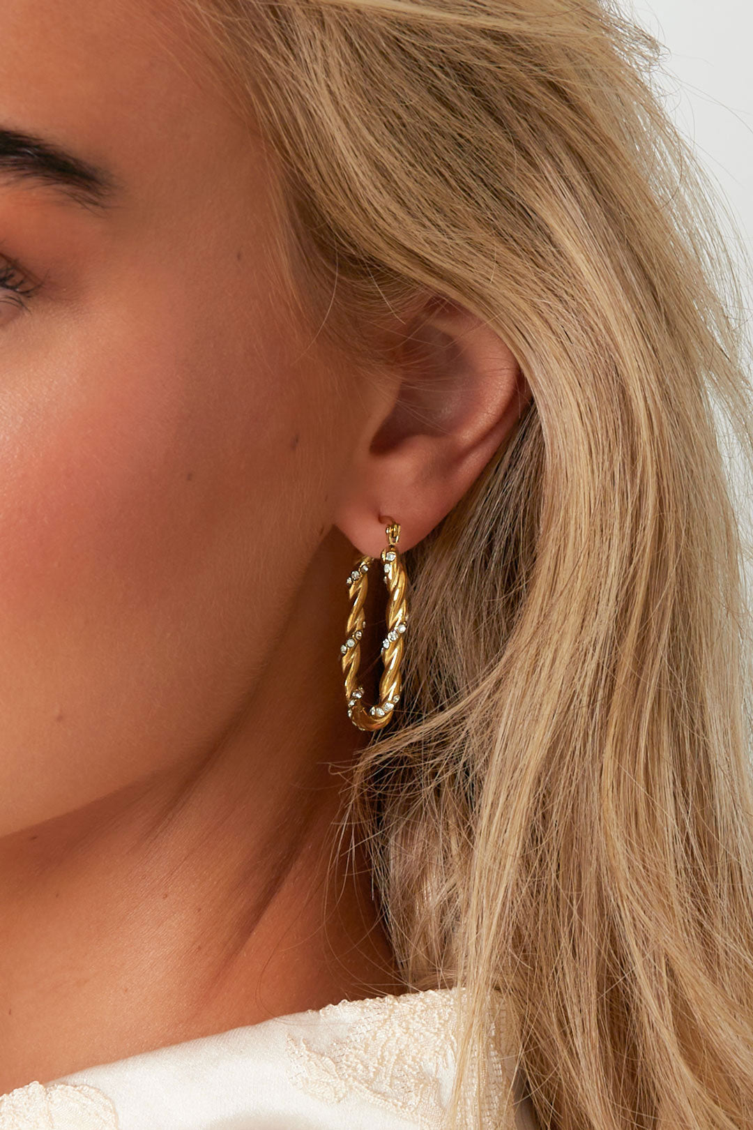 damen creolen strass | edelstahl | goldfarbe