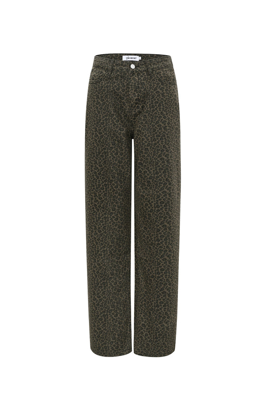 Damen Hose Leopard Herbst | Baumwolle | Dunkelbraun