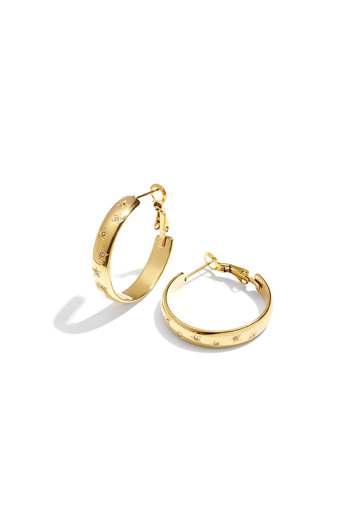 Damen Hoop-Ohrringe Strass | Edelstahl | Goldfarbe