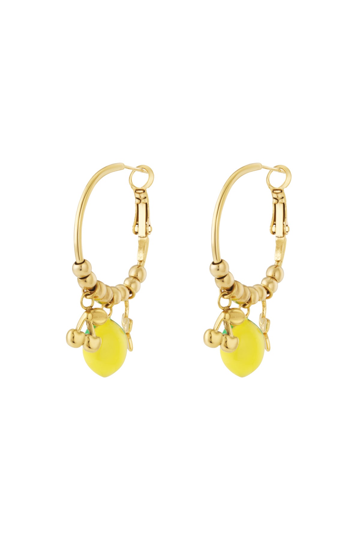 damen ohrringe zitrone & kirsche 14k | edelstahl vergoldet | goldfarbe