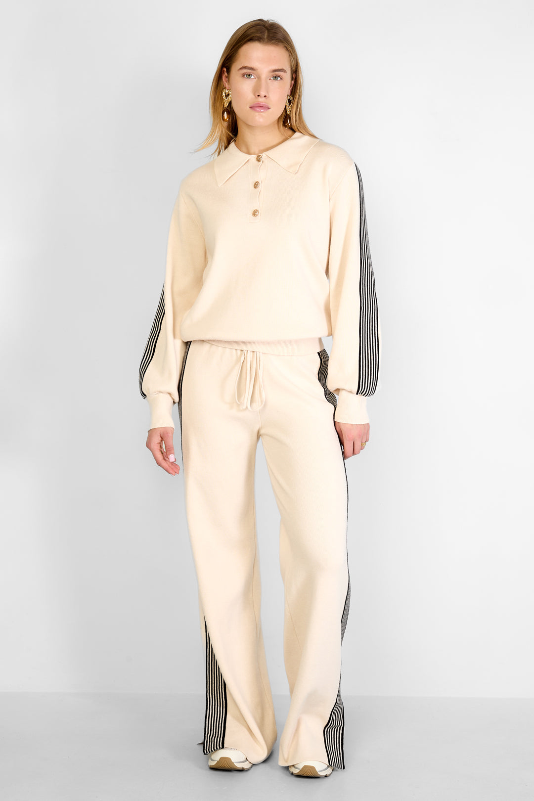 Damen Strickhose Streifen | Baumwollstrick | Mehrfarbig