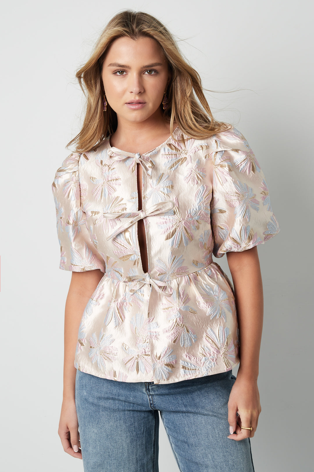 damen top blütenmuster elegant | polyester | sekt